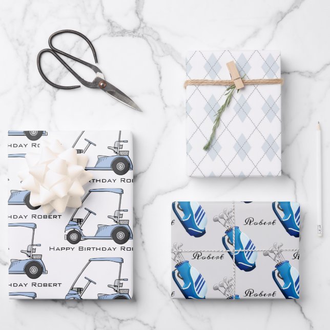 Personalized Golf Wrapping Paper Sheet (Front)