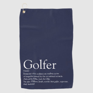 Personalized Golfer Definition Navy Blue Golf Towel