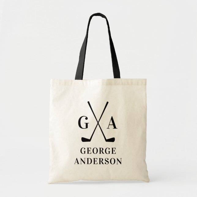 Personalized Golfer Gift Custom Name & Initials  Tote Bag (Front)