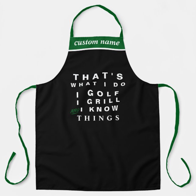 Personalized Golfer Grill BBQ Chef Mens Womens Apron (Front)