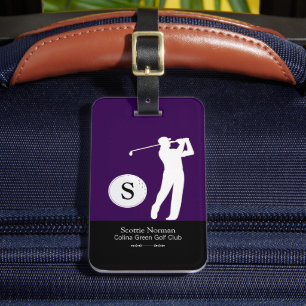 Personalized Golfer Monogram Purple Luggage Tag