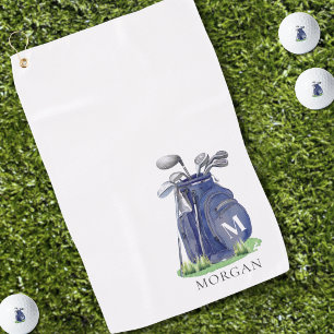 Personalized Golfer Navy Blue Monogram Golf Towel