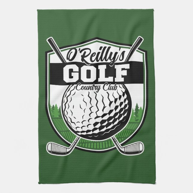Personalized Golfer Player Pro Golf Country Club  Kitchen Towel (Vertical)