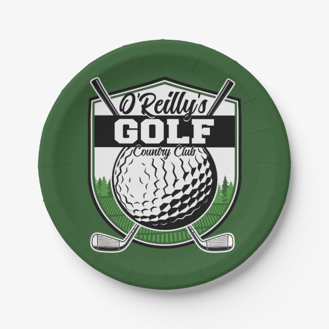 Personalized Golfer Player Pro Golf Country Club  Paper Plate (Front)