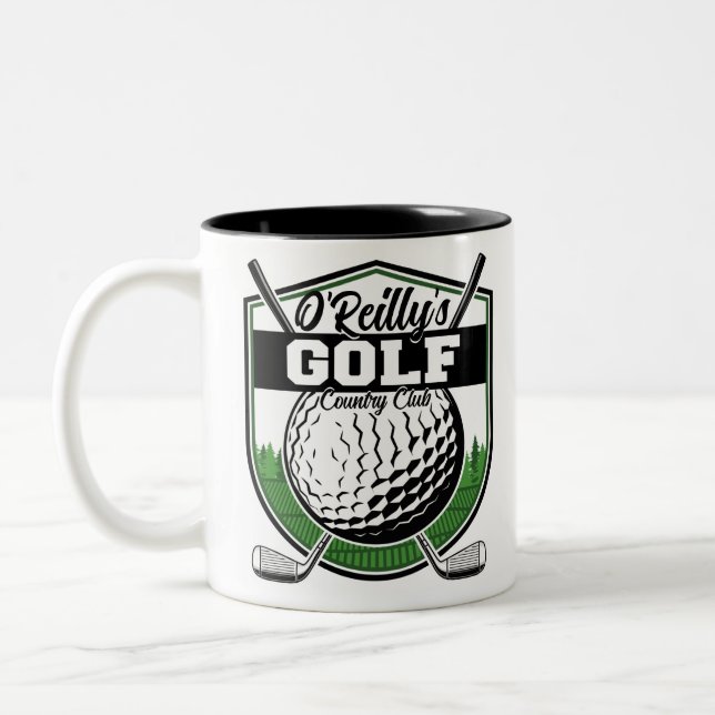 Personalized Golfer Player Pro Golf Country Club Two-Tone Coffee Mug (Left)