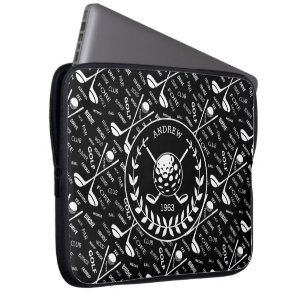 Personalized golfer stylish golf logo laptop sleeve