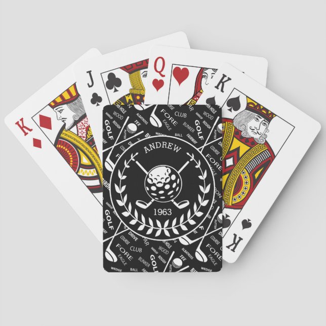 Personalized golfer stylish golf logo playing cards (Back)