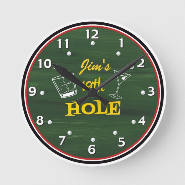 Personalized Golfer's Clock, 19th Hole Round Clock (Front)