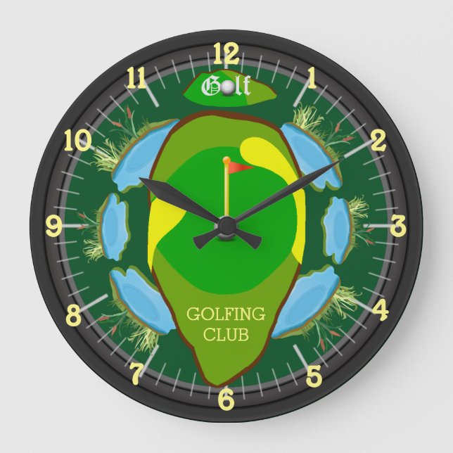 Personalized Golfing Club Large Clock (Front)