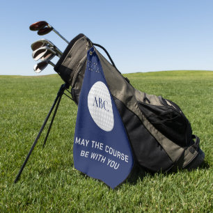 Personalized golfing crossed clubs blue golf towel