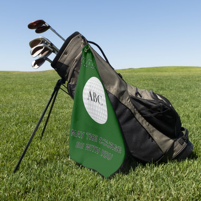 Personalized golfing crossed clubs golf towel (Green)