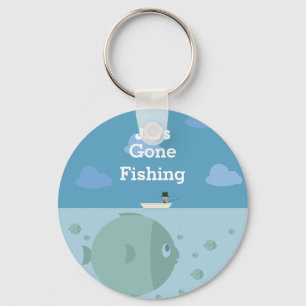 Personalized Gone Fishing Name Keychain