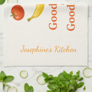 Personalized Good Food Good Mood Cute Food Smile Kitchen Towel