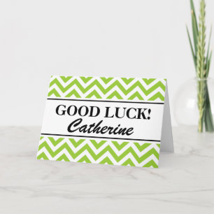 Personalized good luck cards with chevron pattern