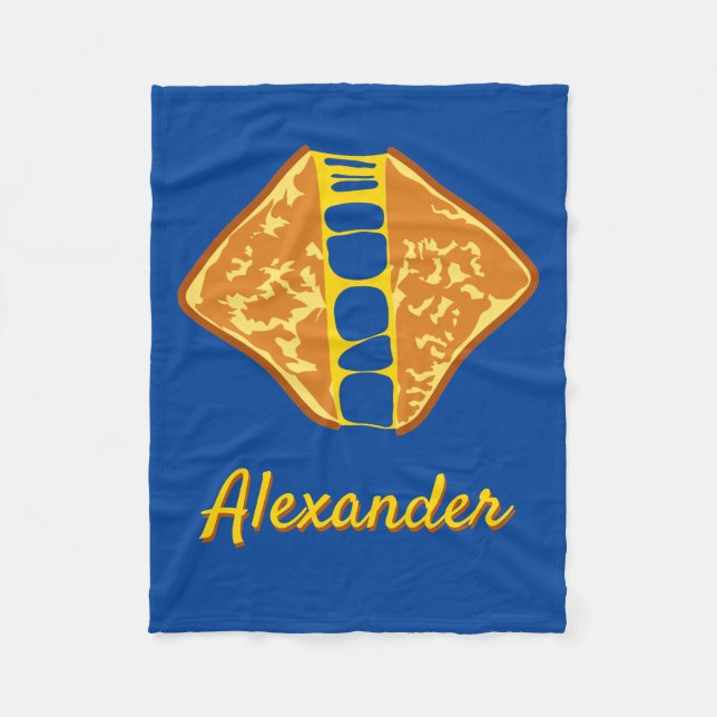 Personalized Gooey Grilled Cheese Sandwich Fleece Blanket (Front)