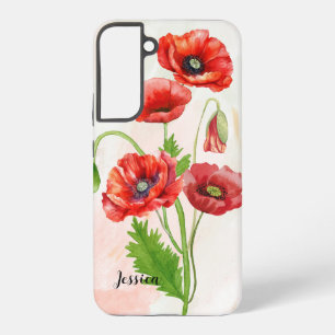 Personalized Gorgeious Watercolour Poppies Print  Samsung Galaxy Case