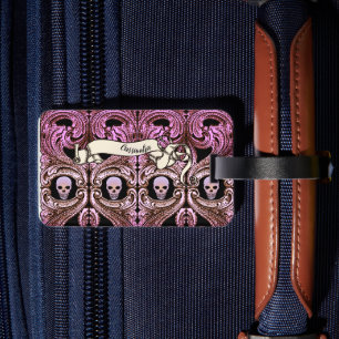 Personalized Goth Pink Ornament & Sk Luggage Tag
