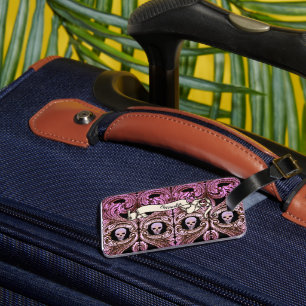Personalized Goth Pink Ornament & Sk Luggage Tag