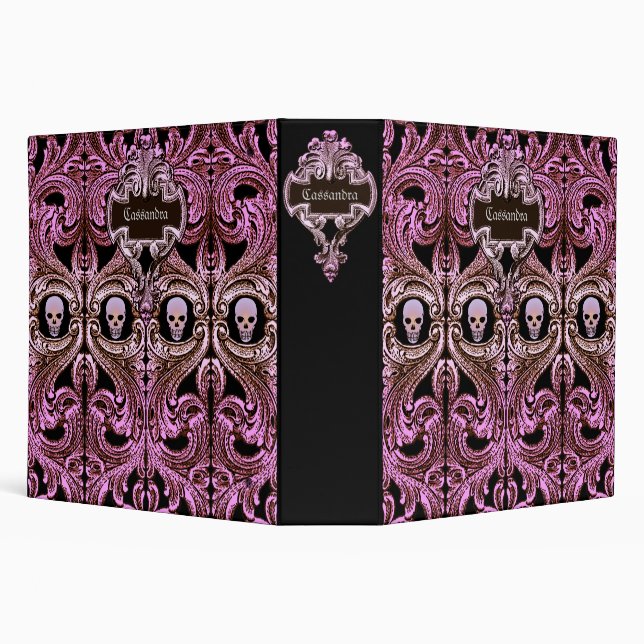 Personalized Goth Purple Ornament & Skull  Binder (Background)
