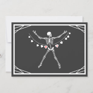 Personalized Goth Skeleton with Hearts  Holiday Card