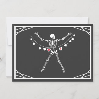 Personalized Goth Skeleton with Hearts Holiday Card