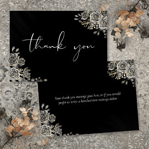 Personalized Gothic Black And White Script Thank You Card