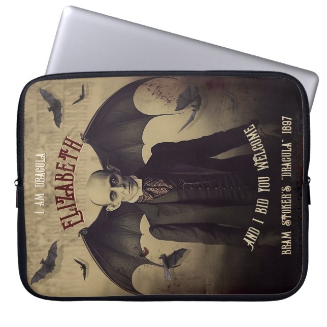 Personalized Gothic Dracula Vampire Laptop Sleeve (Front)