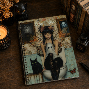 Personalized Gothic Fairy Ghost Cat Notebook