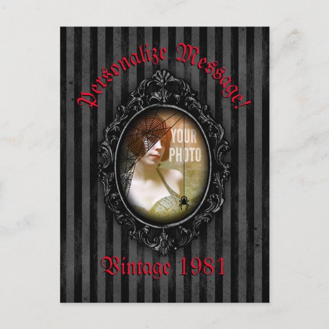 Personalized Gothic Frame With Spider Postcard (Front)