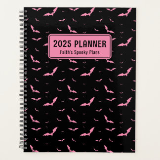 Personalized Gothic Pink & Black Bat Pattern Planner