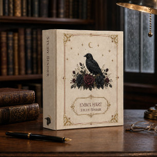 Personalized Gothic Raven Roses Dark Academia Binder
