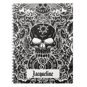 Personalized Gothic Skull Dark Art Notebook