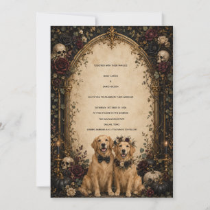 Personalized Gothic Skull Golden Retriever Invitation