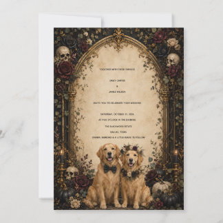 Personalized Gothic Skull Golden Retriever Invitation