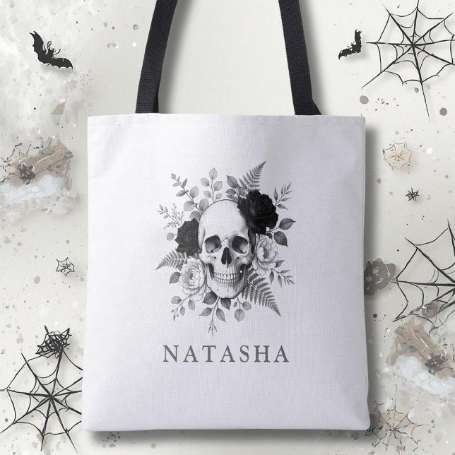 Personalized Gothic Skull Halloween Tote Bag (Creator Uploaded)