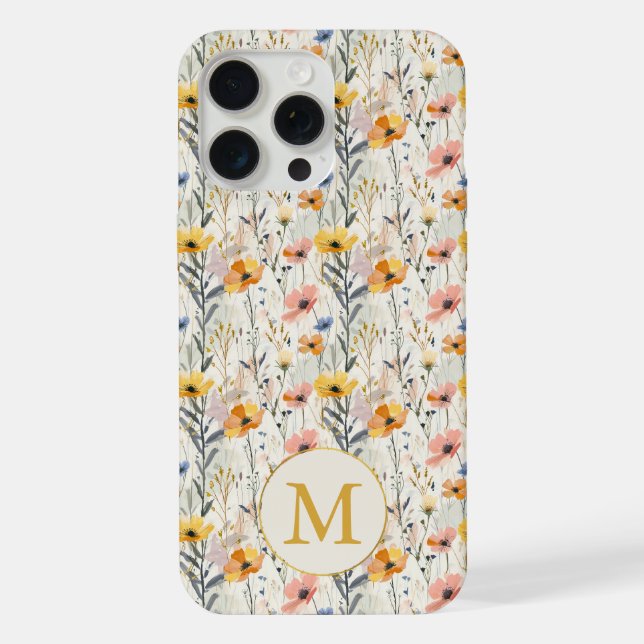 Personalized Gouache Meadow Flowers Pattern iPhone Case (Back)