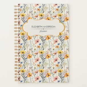 Personalized Gouache Meadow Flowers Pattern Planner