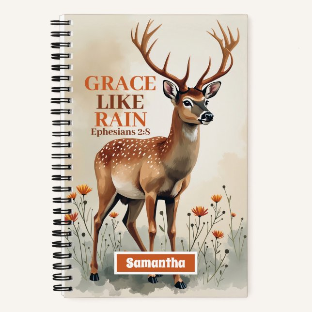 Personalized Grace Like Rain Christian Journal (Front)