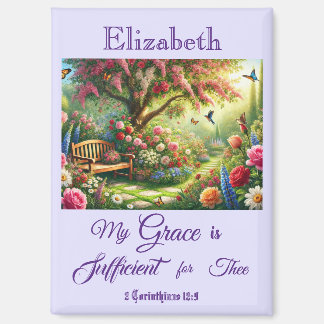 Personalized Grace Scripture Floral Garden Magnet 