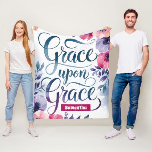 Personalized Grace Upon Grace Christian Fleece Blanket