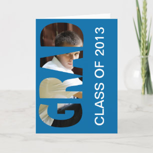 Personalized GRAD Cutout Announcement Card (Blue)