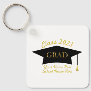 Personalized Grad Hat & Custom Text Class 2023 Keychain