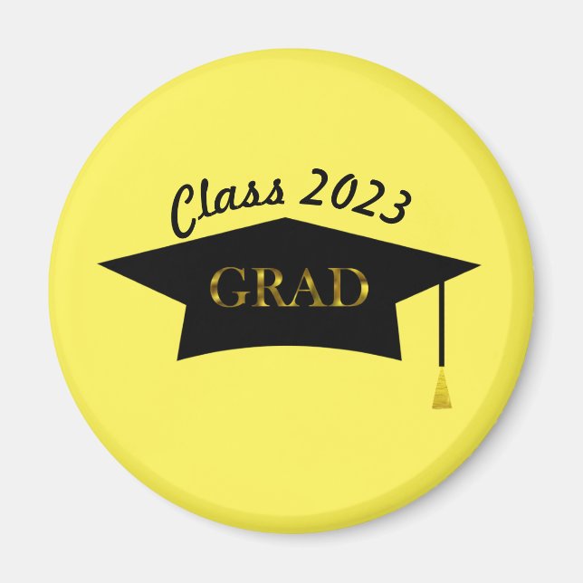 Personalized Grad Hat & Custom Text Class 2023 Magnet (Front)
