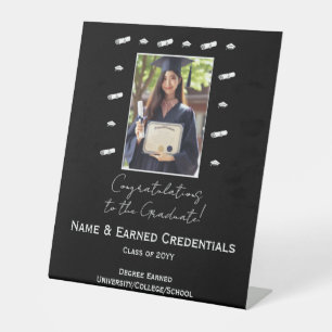 Personalized Grad Photo, Cap & Diploma Graduation Pedestal Sign