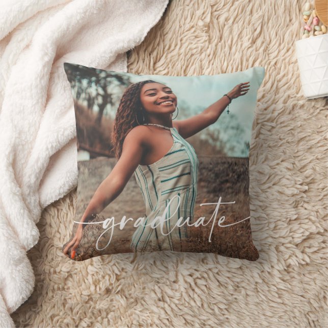 Personalized Grad Photo Collage Keepsake Throw Pillow (Blanket)