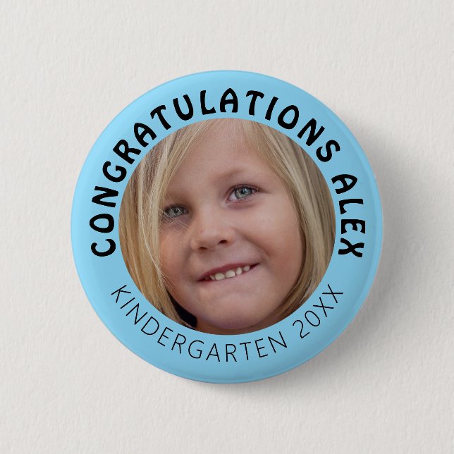 Personalized Grad Photo Kindergarten  2 Inch Round Button (Front)