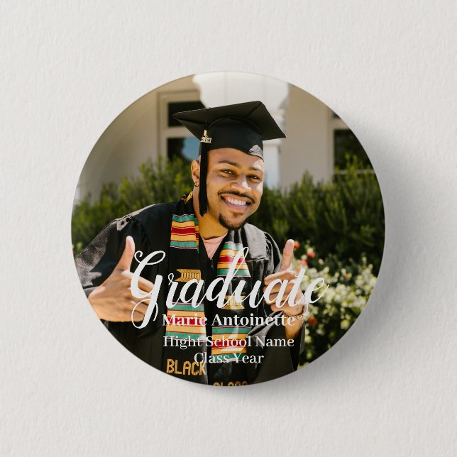 Personalized Grad Simple Photo 2 Inch Round Button (Front)