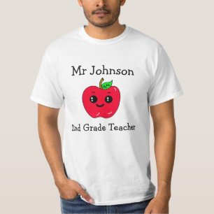 Personalized Grade and Teacher's Name Cute Apple T-Shirt