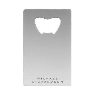 Personalized Gradient Grey Credit Card Bottle  Opener