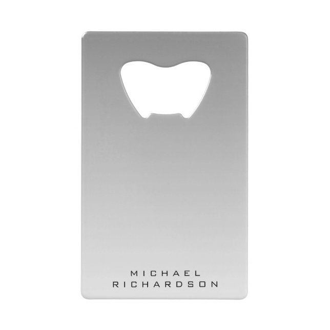 Personalized Gradient Grey Credit Card Bottle  Opener (Front)